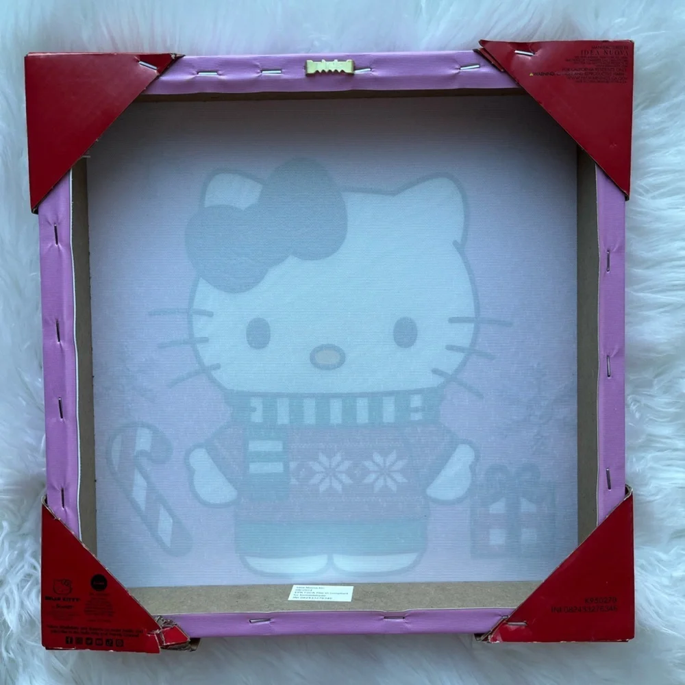 🆕Hello Kitty Christmas Holiday Wall Art - Festive Canvas Decor 12”x12” Pink